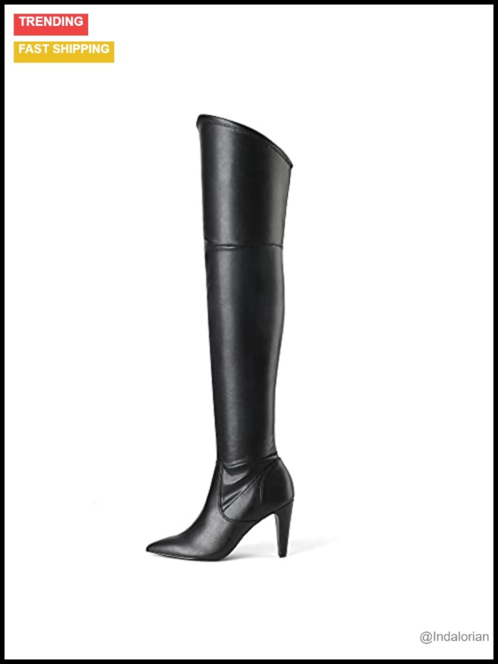 Over the Knee High Heel Boots Faux Leather Pointed Toe Stiletto